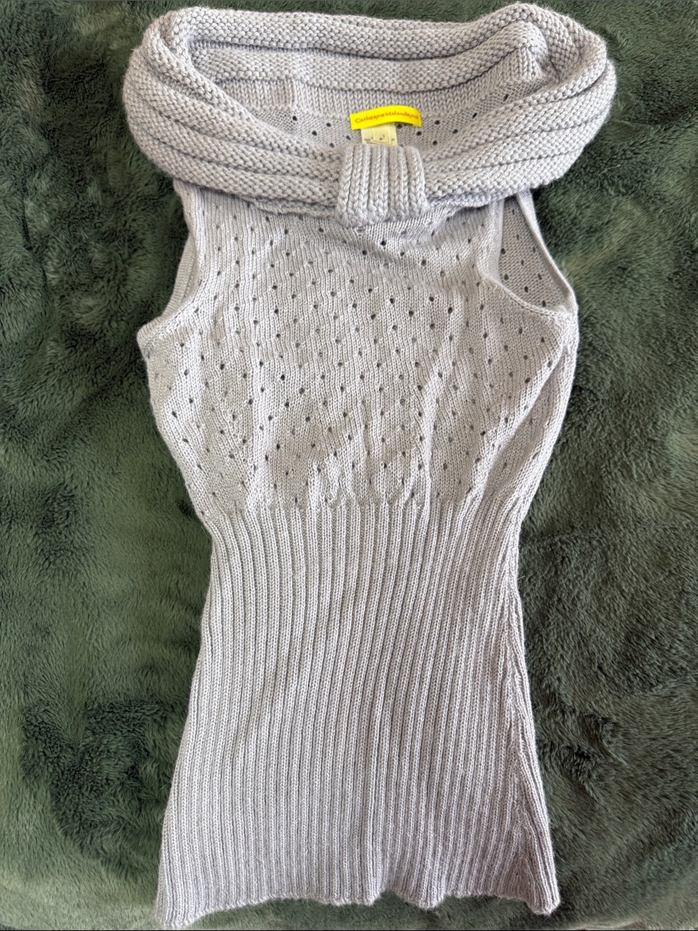 Catherine Malandrino Gray Sleeveless Cowl Neck Knit Sweater from Tawny Kitaen!